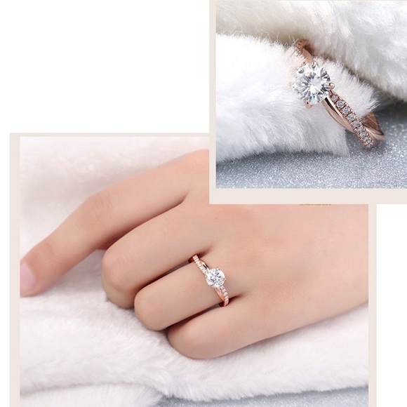 NEW 18K Two Tone Gold Filled White Sapphire Ring 7 - Picture 4 of 8